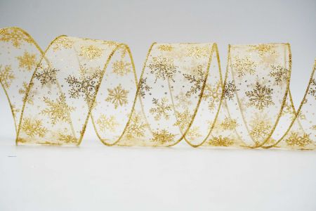 Glitter Snowflakes Wired Ribbon_KF6936G-2G_gold